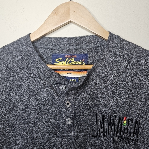 Surf Classics Jamaica No Problem Graphic 1/4 Button Tee Size Large - Picture 4 of 6